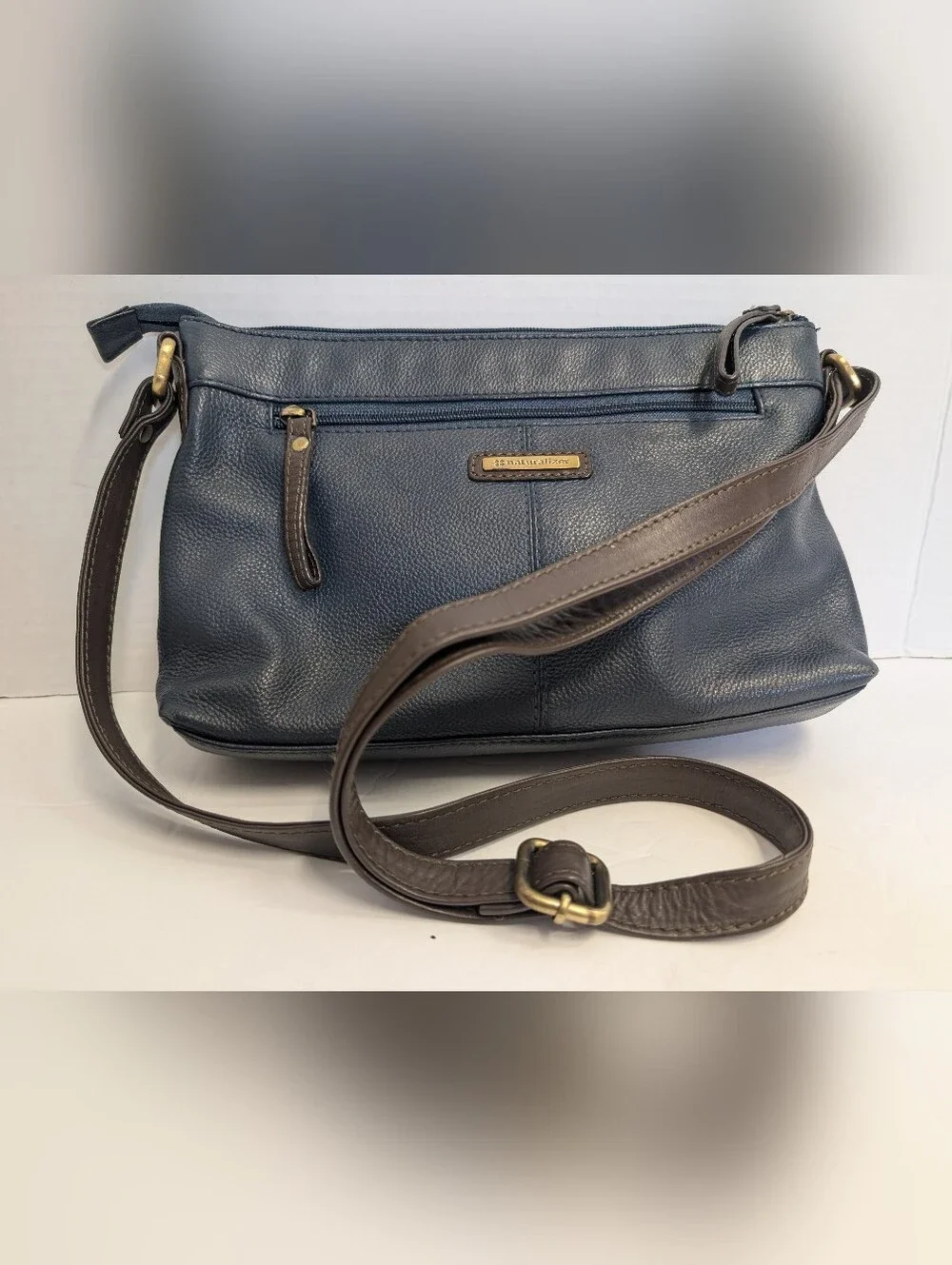 Naturalizer Kaolan Genuine Leather Medium Crossbody Bag Navy Brown
